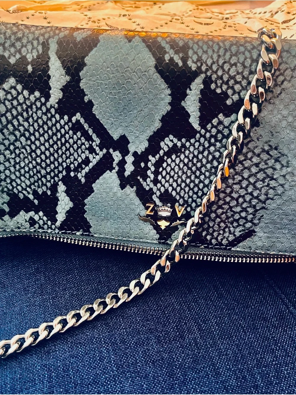 ZADIG & Voltaire Rock Savage        Python Crossbody/Clutch with orginal dustbag